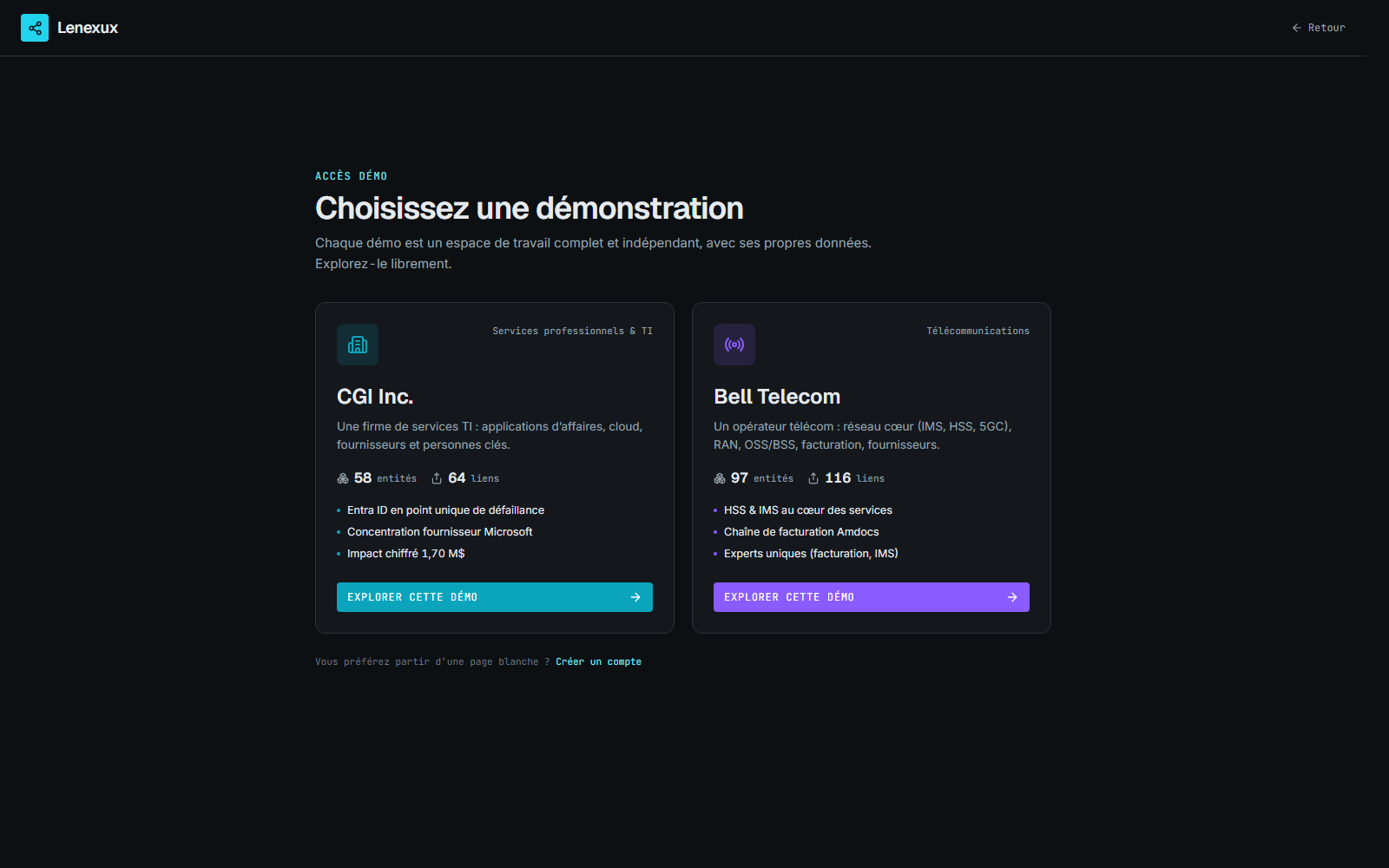 Choix de la démonstration (CGI ou Bell Telecom).
